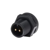 Panel plug without union nut M12, 2-pin, IP67, soldering external mounting