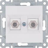 TV socket type F, double connector-white