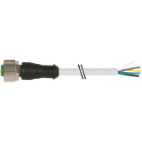 M12 female 0° A-cod. with cable PUR 5x0.34 gy UL/CSA+drag ch. 13m