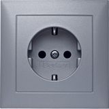 SCHUKO soc. out. cover plate, enhncd contact prot., S.1, al., matt, la