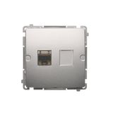 Single shielded computer socket RJ45 category 6 with anti-dust cover, (module), Silver matt, metalic