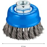 Cup Brush Knotted 75 mm Steel