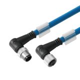 Bus line, Connecting line, M12 / M12, Number of poles: 2, 10 m, pin, 90&deg; - socket 90&deg;, Shielded: Yes, LED: No, Sheath material: PVC, Halogen: Yes