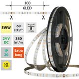 LED strip SMD2835 EWW, 60LED/m, 4,8W/m, DC 24V, 380lm/m, CRI90, IP20, 8mm, 5m