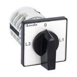 Rotary cam switch 7GN series, ammeter switch 20A, for front mounting with black handle, front plate 48X48mm
