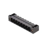 PCB plug-in connector, male header, Flange, THT/THR solder connection, 5.08 mm, Number of poles: 8, 90°, Solder pin length (l): 3.2 mm, tinned, black, Box