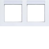 Cover frame double horizontal, text field, A.1, matte light white