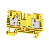Feed-through terminal block, SNAP IN, yellow, 4 mm², 32 A, 1000 V, Num