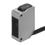 Photoelectric sensor, rectangular housing, stainless steel, red LED, background suppression, 150 mm, PNP, Light-ON fixed, 2 m cable E3ZM0047R