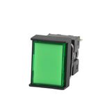 Pushbutton complete, dia. 16 mm, lighted LED 24 VDC, rectangular, green, momentary operation, IP65, SPDT contact block, solder terminal A16 7241F