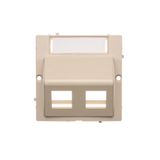 Double angled Keystone IT/telephone socket cover with descriptive field, (cover), beige