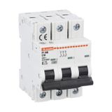 Miniature circuit breaker, 3P - 10kA. 3 modules, characteristic C, 10A