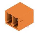 PCB plug-in connector, male header, closed side, THT solder connection, 3.81 mm, Number of poles: 2, 270°, Solder pin length (l): 3.2 mm, tinned, orange, Box