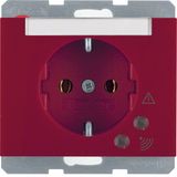 SCHUKO socket outlet with overvoltage protection, K.1/K.5, red glossy