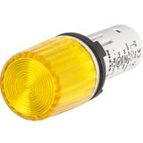 Monolithic pilot light, BA9S, H 30, yellow, direct supply