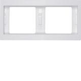 Frame 2gang hor., K.1, p. white glossy