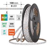 LED strip SMD5050 RGB, 60LED/m, 8W/m, DC 24V, 300lm/m, IP20, 10mm, 50m