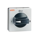 Door-coupling handle, padlockable. Black, rotating, for GAX50... Mechanical interlock mechanism (I-O-II). 5mm/0.2”. IEC IP65/UL type 4X