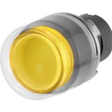 Projecting push-button, illuminated, yellow, rubber cap