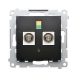 Double equipontential socket, (module), Screw terminals 2.5, 4, 6 mm2, black matt