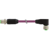 M12 male 0° / M12 female 90° A-cod. PUR AWG24+22 shielded vt  16.9m