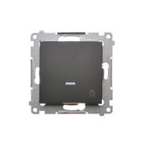 "Light" push button with LED indicator light, (module), 16AX, Screw, black matt