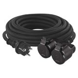Extension Cord 15 m / 2 socket / black / rubber / 250 V / 1.5 mm2