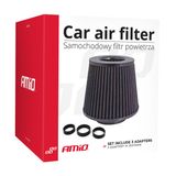 Car Air Conical Filter black, universal, 3 mouting adapters AMIO-02546