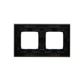 Double two-way switch with indicator light without pictogram, LED not replaceable Color: blue, (module), 10AX, Screw, black matt