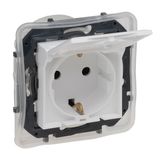 IP44 2P+E SOCKET SCHUKO STANDARD AUTO TERMINALS SHUTTERED WHITE