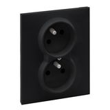 2X2P+E SOCKET FRENCH STANDARD AUTO TERMINALS SHUTTERED BLACK