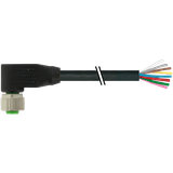 M12 female 90° A-cod. with cable PVC 8x0.25 bk A 2m