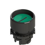 Spring-return green booted pushbutton with marking