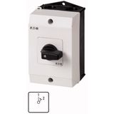 T0-3-8297/I1 Changeover switches, T0, 20 A, surface mounting, 3 contact unit(s), Contacts: 6, 45 °, momentary, Without 0 (Off) position, With spring-return to 1, 1