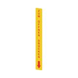 Yellow adhesive in PC, rectangular 300x32 mm, red writing "ZUM OFFNEN DRUCKEN"