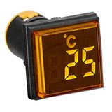 Thermometer, 22.5 mm, -20 °C – 200 °C, yellow, square