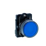 Illuminated pushbutton, Harmony XB5N XB7N, plastic, flush, blue, 22mm, spring return, 110V AC, 1 NO