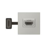 HDMI socket Mosaic preterminated 2 modules aluminium