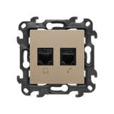 Computer socket RJ45 category 5e + telephone socket RJ12, (module), Simon 24, IP20, champagne matt