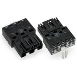Plug with direct ground contact 3-pole black