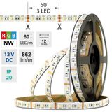 LED strip SMD5050 RGB + NW, 60LED/m, 19,2W/m, 862lm/m, IP20, DC12V, 12mm, 50m