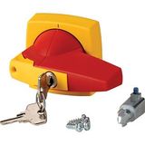 K2SDR/C Rotary handle, 6mm, door installation, red/yellow, cylinder lock