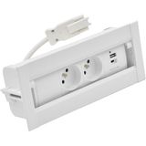Mediaport Spinner: 2x250V E type + USB A+C charger; 10 cm cable; white
