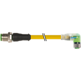 M12 male 0° / M8 female 90° A-cod. LED PUR 4x0.34 bk 1.0
