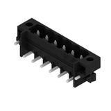 PCB plug-in connector, male header, Solder flange, THT/THR solder connection, 5.08 mm, Number of poles: 6, 270°, Solder pin length (l): 1.5 mm, tinned, black, Tape