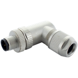 M12 male 90° D-cod. Push-In 4-pol., 0,14 - 0,75mm², 4 - 8mm, shielded