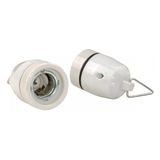 Ceramic pendant socket, E27, white