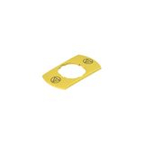 Label with shaped hole, yellow, 30x60?mm rectangular, engraving: acc. to ISO?13850