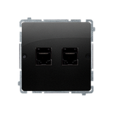 RJ12 double telephone socket, (module), black matt