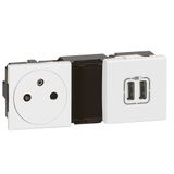 MOSAIC SOCKET F/B + 2 USB CHARGER A+A 2.4A 12 W 2X2MOD WHITE